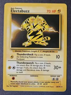 Pokemon TCG Electabuzz Base Set 20/102 Regular Unlimited Rare Moderate Play - Image 1