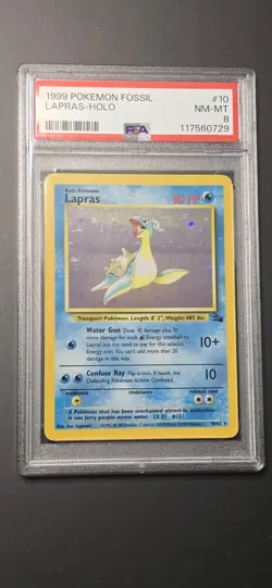 1999 Pokemon Fossil #10 Lapras - PSA 8 - HOLO - Image 1