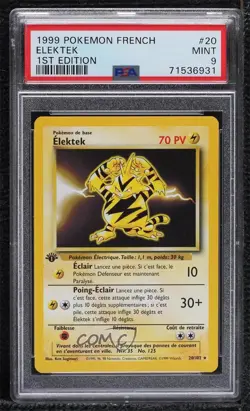 Electabuzz French 1st Ed. Pokemon Base Set PSA 9 MINT 1999 - Image 1