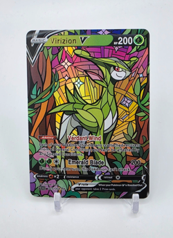 Custom HOLO STAINED GLASS Virizion Card Holo Virizion READ DESCRIPTION BELOW - Image 1