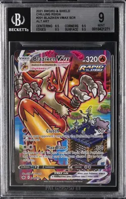 2021 POKEMON SWORD & SHIELD CHILLING REIGN SECRET FULL ART/BLAZIKEN VMAX BGS 9 - Image 1