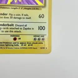 Zapdos 16/102 Unlimited Base Set Holo LP Rare WOTC Pokemon TCG Vintage Single - Image 5