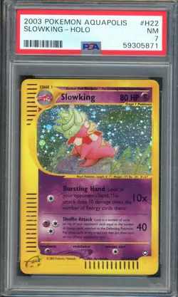 PSA 7 Pokemon TCG Card Aquapolis #H22/H32 Slowking Holo - Image 1