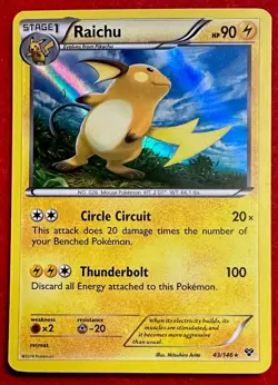 Raichu Holo 43/146 2014 XY Set Pokemon TCG Card NM - Image 1