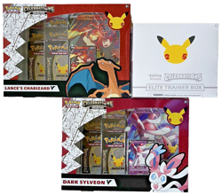 Pokemon Celebrations 25th Anniversary ETB & Lances Charizard V & Dark Sylveon V - Image 1