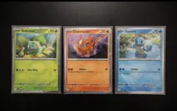 Pokemon 151 Promo Bulbasaur Charmander Squirtle SVP 046 047 048 Kanto Cosmo Holo - Image 1