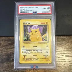 1999 POKEMON BASE SET 1ST EDITION-YELLOW CHEEKS #58 PIKACHU PSA 8 - Image 1