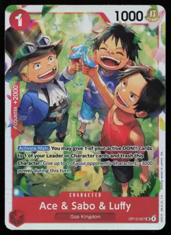 Ace & Sabo & Luffy OP13-007 Foil Super Rare Carrying On His Will One Piece NM - Image 1
