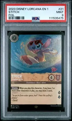 2023 DISNEY LORCANA EN 1-THE FIRST CHAPTER 21 STITCH - CAREFREE SURFER FOIL - Image 1