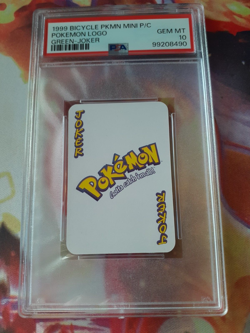 1999 Pokemon Logo Joker Bicycle Mini Playing Card Green Deck PSA 10 Gem Mint - Image 1