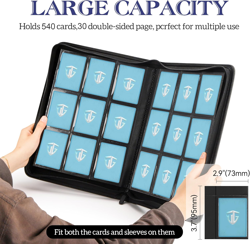 Trading Card Binder, 9 Side Loading Pocket Card Album Hold up to 540 Cards, Zipp - Image 5