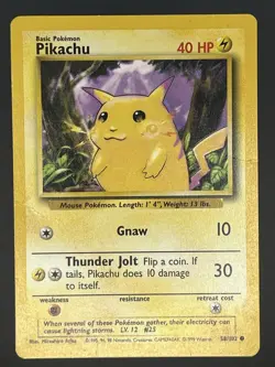 Pokemon TCG - PIKACHU - 58/102 - UNLIMITED - BASE SET (1999) WOTC - VINTAGE - Image 1
