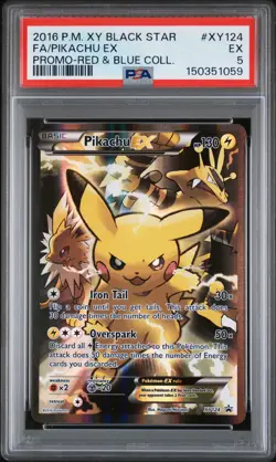 2016 POKEMON XY BLACK STAR PROMO RED & BLUE COLLECTION FULL ART/PIKACHU EX PSA 5 - Image 1