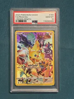POKEMON! Pikachu 160/159 Secret Rare Crown Zenith GEM MINT PSA 10 - Image 1