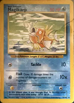 Magikarp 35/102 Uncommon Base Set Unlimited Pokemon Lightly Played - Image 1