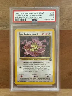 Graded PSA 9 2000 Pokemon Black Star - Team Rockets Meowth- League Promo - Image 1