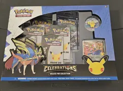 Pokemon TCG Celebrations Deluxe Pin Collection Box Zacian LV. X (SEALED) - Image 1