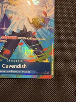 Bandai One Piece Card Game OP10-045 Cavendish R Parallel Mint Holo Card - Image 4