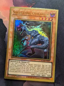 Yugioh Souleating Oviraptor MGED-EN015 1st Edition Premium Gold Rare - Image 1