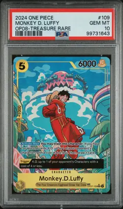 2024 ONE PIECE OP08-TWO LEGENDS TREASURE RARE #109 MONKEY D. LUFFY PSA 10 - Image 1
