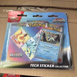 Pokemon TCG Prismatic Evolutions 3 Pack Blister Sticker Collection - Glaceon - Image 1