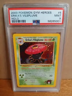 2000 Pokemon Gym Heroes Erika's Vileplume Holo 5/132 Unlimited PSA 9 MINT WOTC - Image 1