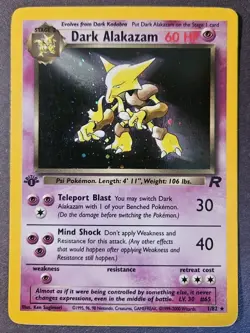 Pokemon TCG Dark Alakazam 1/82 Team Rocket Holo Rare 1st Edition Heavily Played - Image 1