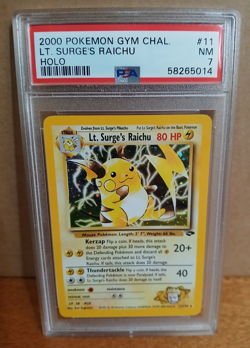2000 Pokemon Gym Challenge Lt. Surge's Raichu Holo 11/132 Unlimited PSA 7 NM WOT - Image 1