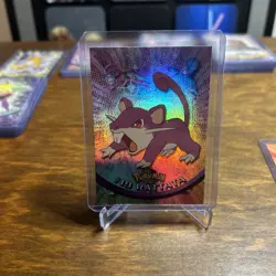 Topps Pokemon Series 1 Rainbow Foil Blue logo 1st print Rattata #19 - Image 1