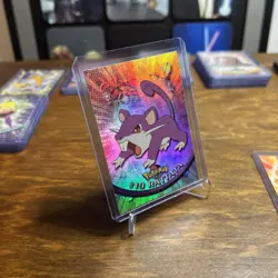 Topps Pokemon Series 1 Rainbow Foil Blue logo 1st print Rattata #19 - Image 3