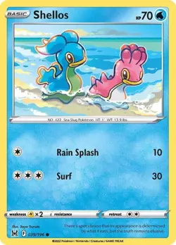 Shellos SWSH11: Lost Origin 039/196 NM English Pokemon Card - Image 1