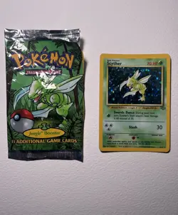 Scyther (10/64) Holo Jungle Set Pokemon Card LP w/pack - Image 1