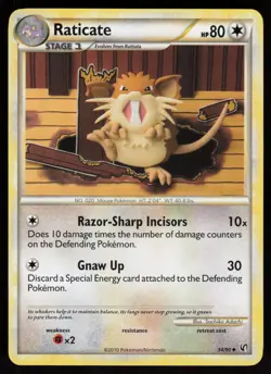Raticate 34/90 Undaunted Sachiko Adachi Art Pokemon TCG Card - Image 1