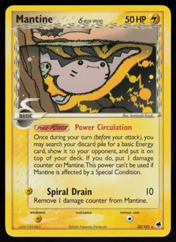 Mantine (Delta Species) 20/101 Dragon Frontiers Pokemon TCG Card - Image 1