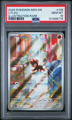 2025 POKEMON MEG EN-MEGA EVOLUTION ILLUSTRATION RARE #139 LITLEO PSA 10 - Image 1