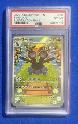 2025 POKEMON WHT EN-WHITE FLARE ILLUSTRATION RARE #147 ZWEILOUS PSA 8 - Image 1