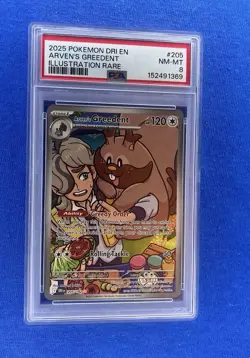2025 POKEMON DRI EN-DESTINED RIVALS 205 ARVEN'S GREEDENT ILLUSTRATION RARE PSA 8 - Image 1