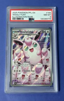 2025 Pokemon PFL EN Wigglytuff Illustration Rare #105 PSA 8 NM-MT - Image 1