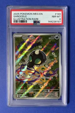 2025 Pokemon MEG EN Shroodle Illustration Rare #149 PSA 8 NM-MT - Image 1