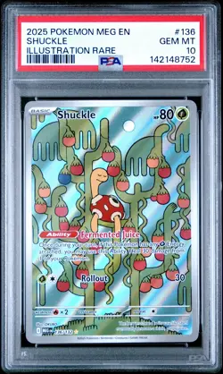 2025 POKEMON MEG EN-MEGA EVOLUTION ILLUSTRATION RARE #136 SHUCKLE PSA 10 - Image 1