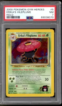 Pokemon Gym Heroes Erika's Vileplume 5/132 PSA 7 - Image 1