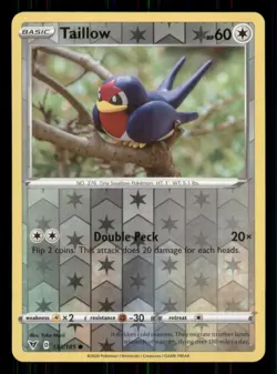 Taillow SWSH04: Vivid Voltage #133/185 Common Reverse Holo Pokemon LP - Image 1