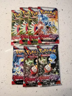 Pokemon TCG Scarlet and Violet Base Set Booster Pack Lot of 7 - Image 1