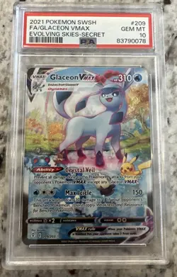 2021 POKEMON SWORD & SHIELD EVOLVING SKIES SECRET FULL ART/GLACEON VMAX PSA 10 - Image 1