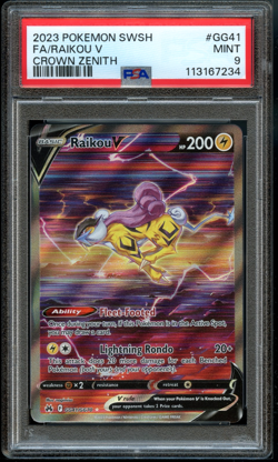 2023 Pokemon SWSH Crown Zenith Raikou V Galarian Gallery #GG41/GG70 PSA 9 - Image 1