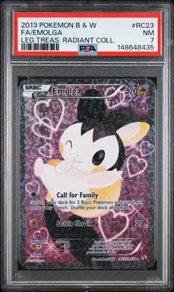 2013 Pokemon Black & White Legendary Treasures Radiant Collection Emolga PSA 7 - Image 1