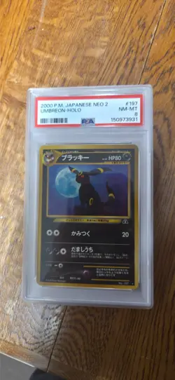 PSA 8 Pokemon Umbreon Neo 2 Japanese Holo Rare #197 - Image 1