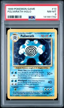 1999 Pokemon Game Poliwrath Holo PSA 8 #13 - Image 1