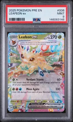 2025 POKEMON PRE EN-PRISMATIC EVOLUTIONS #006 LEAFEON EX PSA 9 - Image 1
