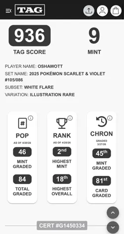 The Pokemon Company Pokemon Oshawott White Flare 105/086 Illustration Rare 70HP - Image 3